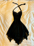 Pretty A Line Halter Black Chiffon Sequin Short Homecoming Dress 19th Birthday Outfits HZ1024