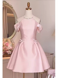 Simple A Line Scoop Neckline Short Birthday Outfits Pink Homecoming Dresses HZ1024