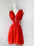Simple A Line V Neckline Short Birthday Outfits Red Homecoming Dresses HZ1024