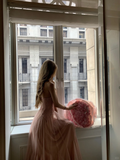 Classy A Line Strapless Tulle Lace Long Prom Dresses Formal Dress HZ1024