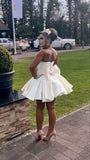 Pretty A Line Strapless Satin Back With Bow Short Homecoming Dress 18th Birthday Outfits HZ1024