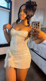 Sparkly 20th White Mermaid Strapless Satin Sequin Short Homecoming Dress Birthday Outfits HZ1024