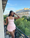 Pretty A Line Square Pink Satin Short Homecoming Dress 21th Birthday Outfits HZ1024