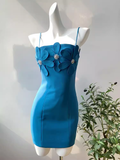 Simple A line Spaghetti Straps Blue Birthday Dress Homecoming Dresses HZ1024