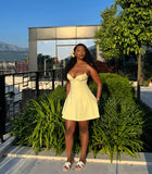 Sexy A Line Spaghetti Straps Satin Short Homecoming Dress 19th Birthday Outfits HZ1024