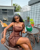 Chic A Line Spaghetti Straps Satin Ruffles Short Homecoming Dress 21th Birthday Outfits HZ1024