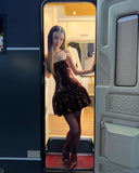 Sparkly A Line Spaghetti Straps Sequin Short Homecoming Dress 19th Birthday Outfits HZ1024