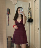 Simple A Line Spaghetti Straps V Neck Satin Short Homecoming Dress 20th Birthday Outfits HZ1024