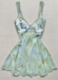 Stunning A Line Spaghetti Straps Satin Chiffon Printed Short Homecoming Dress 19th Birthday Outfits HZ1024