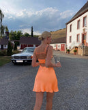 Classy A Line Spaghetti Straps Orange Satin Backless Short Homecoming Dress 19th Birthday Outfits HZ1024