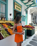 Modest Orange A Line Spaghetti Straps Satin Short Homecoming Dress 18th Birthday Outfits HZ1024