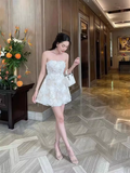 Simple A Line Straplesss Lace Birthday Dress White Homecoming Dresses HZ1024