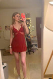 Sexy A Line Spaghetti Straps Satin Lace Short Homecoming Dress 21th Birthday Outfits HZ1024
