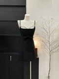 Pretty A Line Spaghetti Straps Black Satin Beads Short Homecoming Dress 19th Birthday Outfits HZ1024