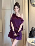 Elegant A line One Shoulder Grape 18th Birthday Dress Short Homecoming Dresses HZ1024