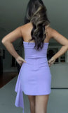 Lilac Mermaid Strapless Satin Pleated Short Homecoming Dress 18th Birthday Outfits HZ1024