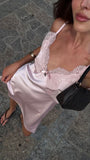 Charming A Line Spaghetti Straps Pink Satin Lace Short Homecoming Dress 19th Birthday Outfits HZ1024