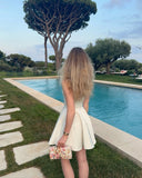 Classy A Line U Neck Satin Short Homecoming Dress 19th Birthday Outfits HZ1024