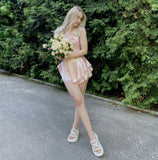 Pink A Line Spaghetti Straps Satin Short Homecoming Dress 18th Birthday Outfits HZ1024