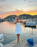 Simple A Line Spaghetti Straps Satin Short Homecoming Dress 18th Birthday Outfits HZ1024