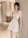 A-Line Lace Short Prom Dress White Homecoming Dress HZ1024