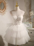 Simple A line Short Birthday Dress White Homecoming Dresses With Beads HZ1024