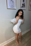 Pretty Mermaid Off The Shoulder White Chiffon Short Homecoming Dress 19th Birthday Outfits HZ1024