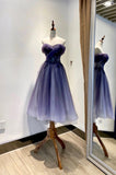Cute Tulle Lace Short Prom Dress Off the Shoulder Homecoming Dress HZ1024