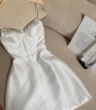 Cute A Line Spaghetti Straps Satin Beads Short Homecoming Dress 18th Birthday Outfits HZ1024