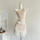 Pretty Mermaid One Shoulder Lace Short Homecoming Dress 20th Birthday Outfits HZ1024