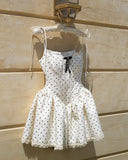 Cute A Line Spaghetti Straps Satin Polka Dots Lace Short Homecoming Dress 18th Birthday Outfits HZ1024