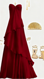 Pretty A Line Strapless Satin Ruffle Long Prom Dresses Formal Dress HZ1024