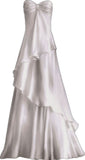 Pretty A Line Strapless Satin Ruffle Long Prom Dresses Formal Dress HZ1024
