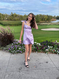 Simple Lilac A Line Spaghetti Straps Satin Short Homecoming Dress 18th Birthday Outfits HZ1024
