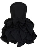 Unique Strapless Ruched Sleeveless Short Black Homecoming Dresses HZ1024