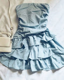 Pretty A Line Strapless Satin Layer Short Homecoming Dress 19th Birthday Outfits HZ1024