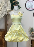 Retro A Line Strapless Satin Beads Short Homecoming Dress 18th Birthday Outfits HZ1024