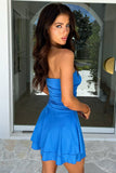 Style Simple A Line Strapless Satin Short Homecoming Dress 19th Birthday Outfits HZ1024