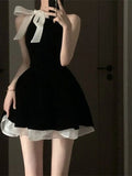 Chic A line High Neckline Black Short Homecoming Dress Tulle Party Dress HZ1024