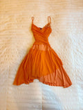 Vintage A Line Spaghetti Straps Orange Chiffon Short Homecoming Dress 18th Birthday Outfits HZ1024