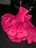 Hot Pink Ball Gown Spaghetti Straps Satin Back With Bow Short Homecoming Dress 18th Birthday Outfits HZ1024