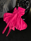Hot Pink Ball Gown Spaghetti Straps Satin Back With Bow Short Homecoming Dress 18th Birthday Outfits HZ1024
