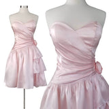 Cute Pink Sweetheart A Line Satin Short Homecoming Dress 16th Birthday Outfits HZ1024