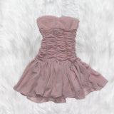 Vintage A Line Strapless Chiffon Short Homecoming Dress 18th Birthday Outfits HZ1024