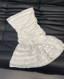 Cute A Line Strapless Layer Satin Short Homecoming Dress 20th Birthday Outfits HZ1024