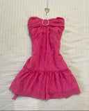 Simple Hot Pink A Line Strapless Satin Short Homecoming Dress 20th Birthday Outfits HZ1024