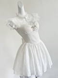 Princess White A Line Satin Lace Short Homecoming Dress 19th Birthday Outfits HZ1024