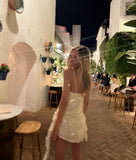 Pretty A Line Spaghetti Straps Sequin Short Homecoming Dress 19th Birthday Outfits HZ1024