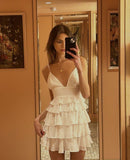 Princess A Line Spaghetti Straps Layer Chiffon Short Homecoming Dress 19th Birthday Outfits HZ1024