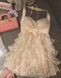 Cute A Line Halter Layer Chiffon Lace Short Homecoming Dress 17th Birthday Outfits HZ1024